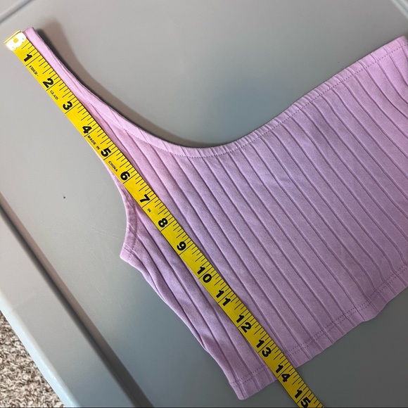 Out Front Under Urban Outfitters Shirt Womens Small Cropped Top Ribbed Purple - Picture 8 of 11